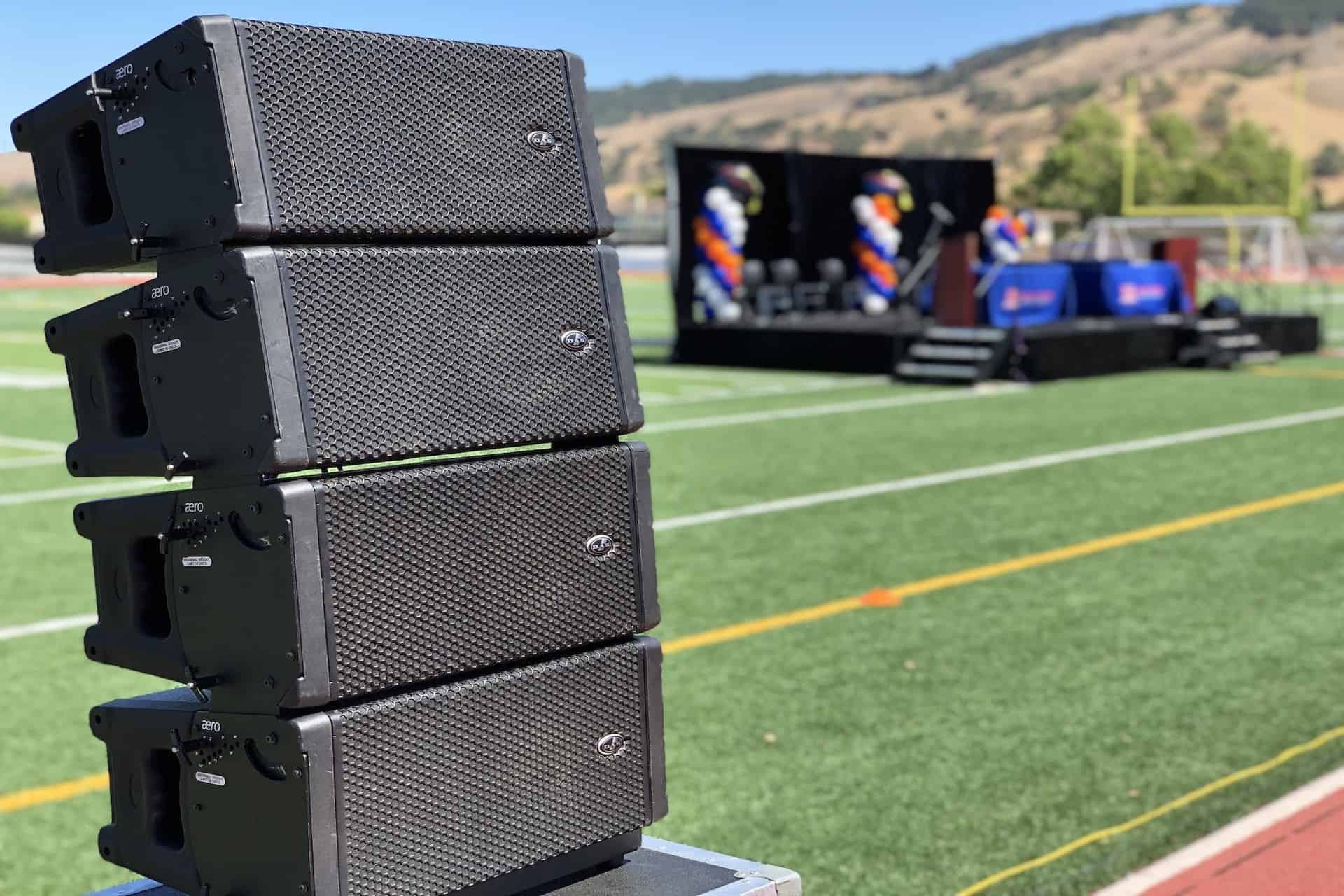 speaker rental setup at san jose high school graduation