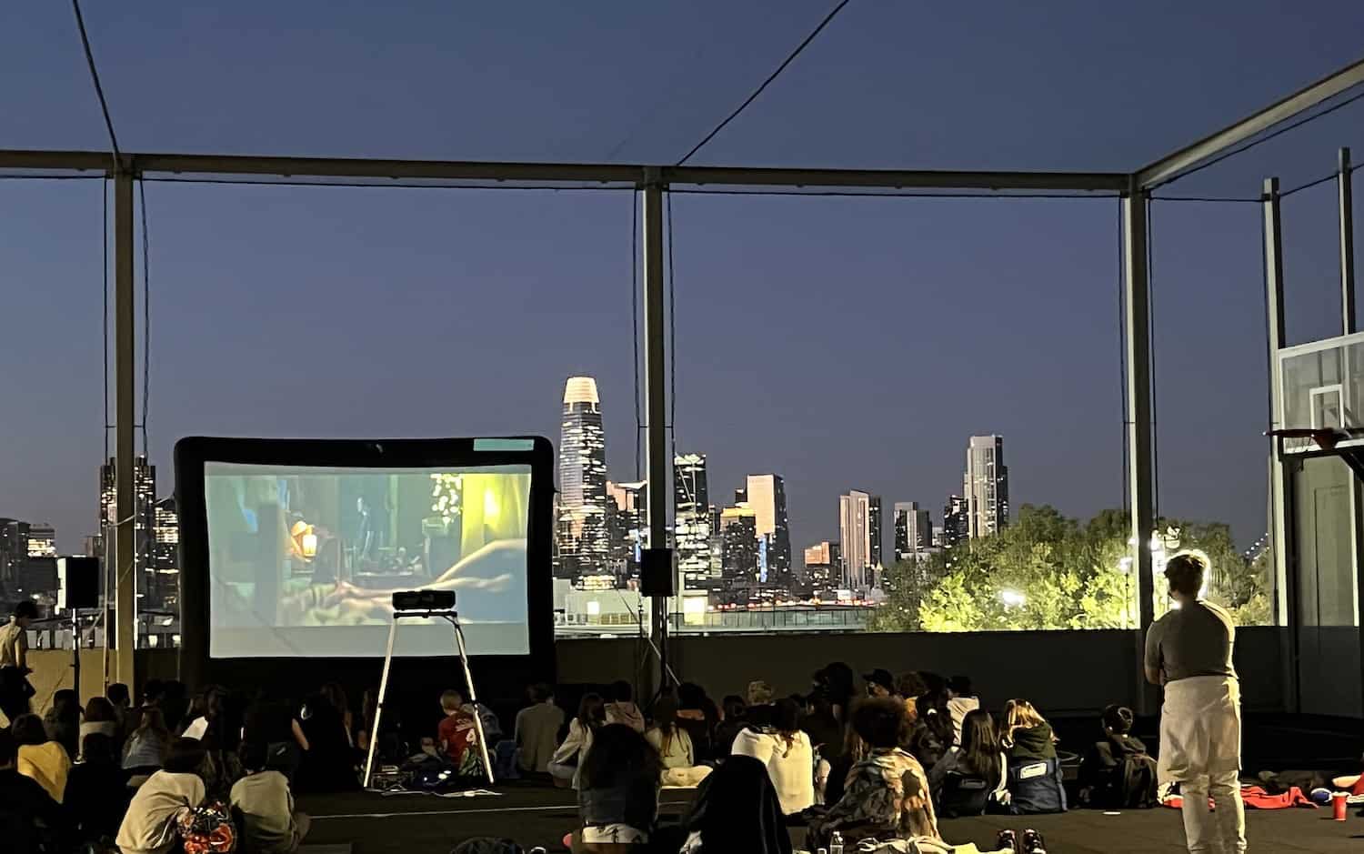 Rooftop outdoor movie in San Francisco