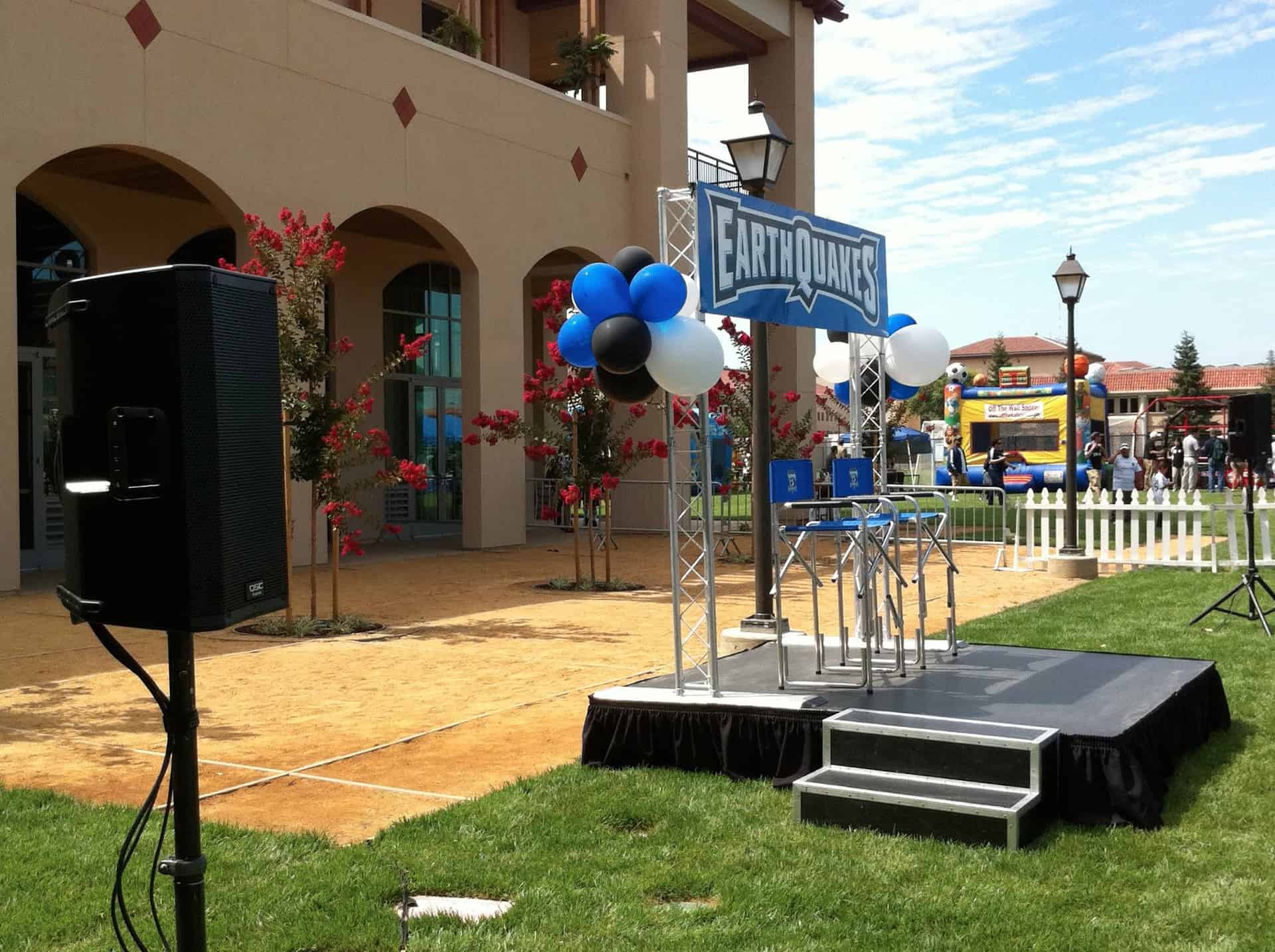 stage for a soccer rally