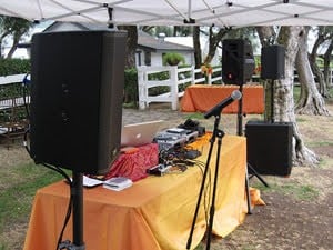 sound system outside for a wedding