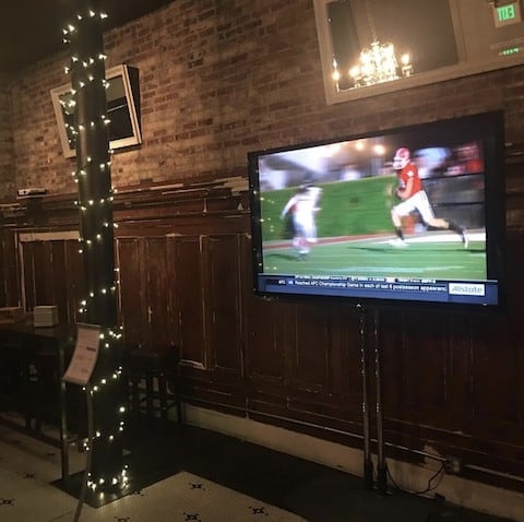 TV display at a hotel bar in San Francisco