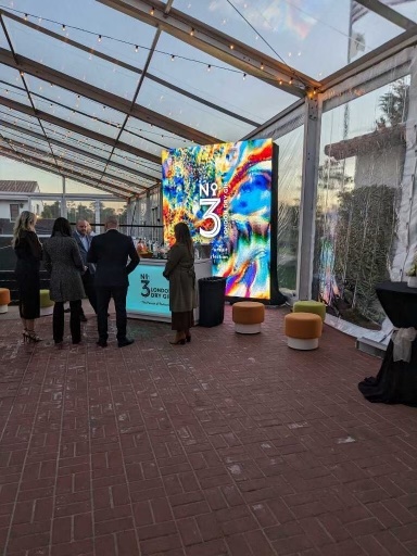 Bar setup with video display in Pebble Beach