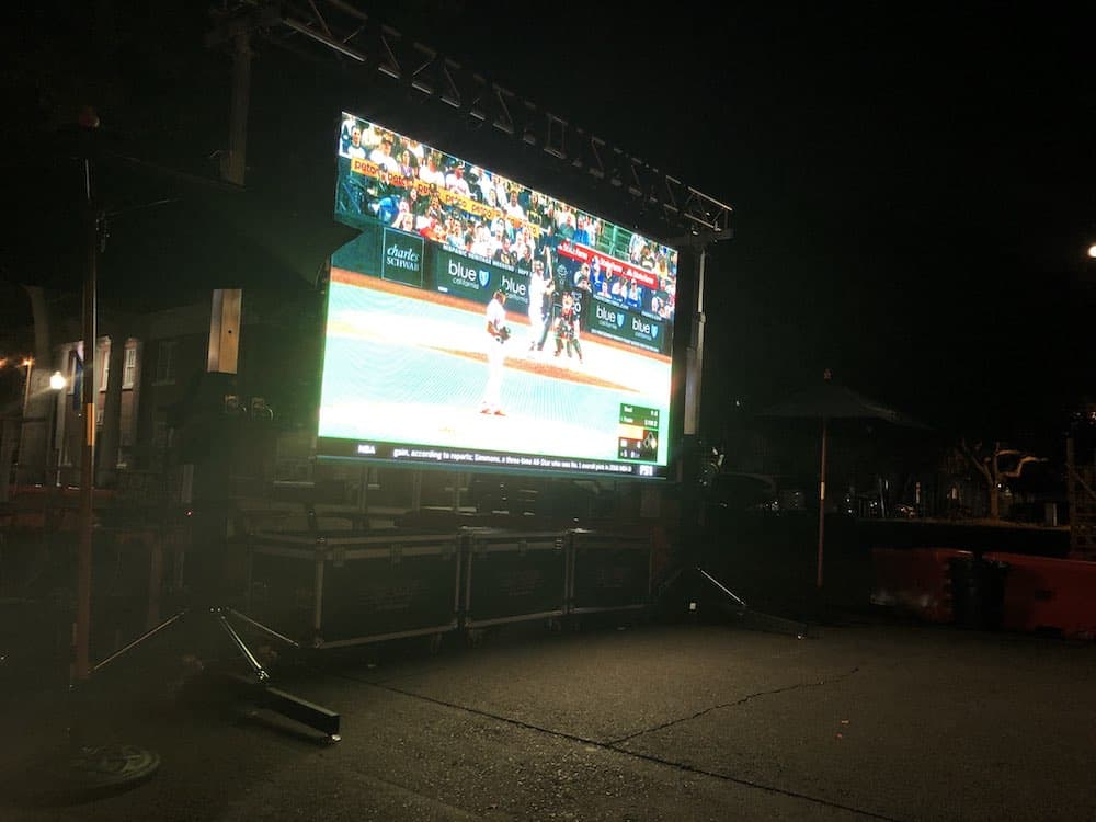 Watching baseball game on LED Wall in Sacramento