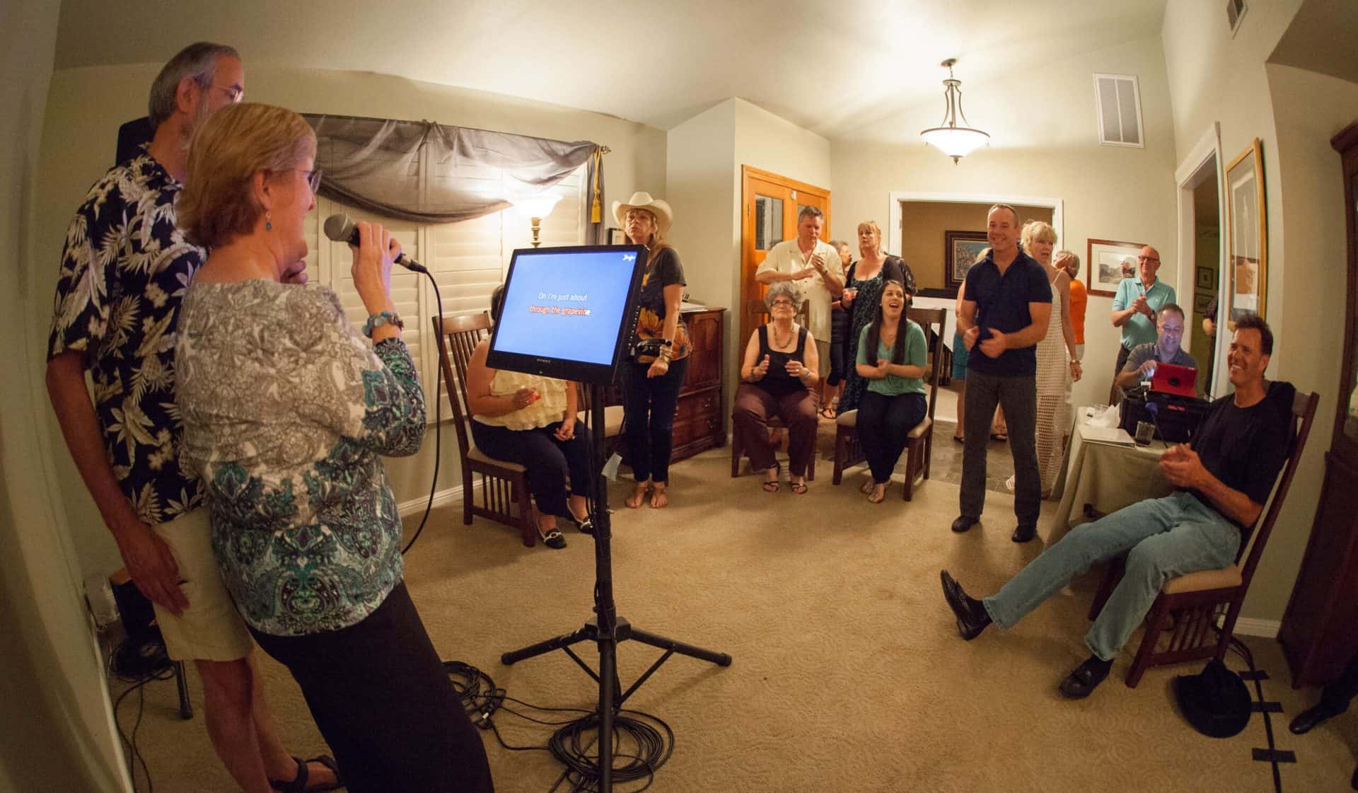 Singing karaoke in Walnut Creet