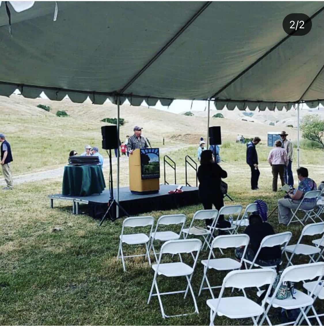 memorial service under a tent