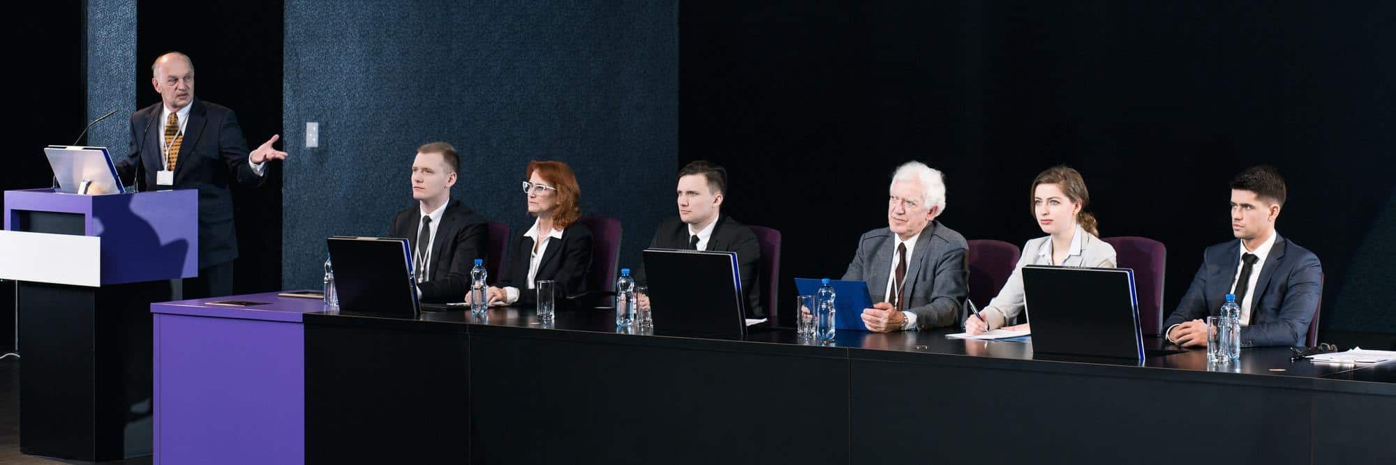 Politicians discussing during conference in european parliament
