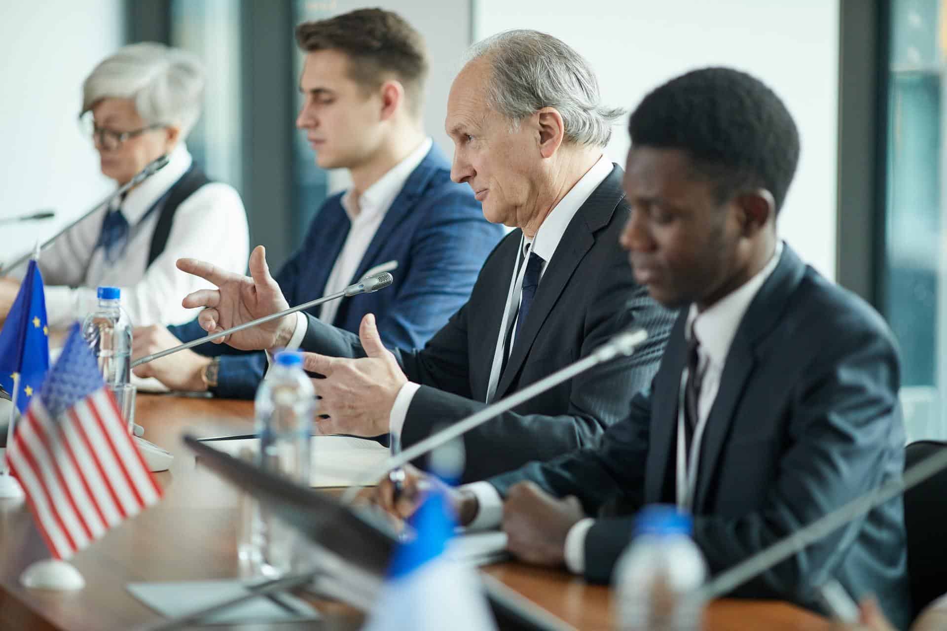 Press conference with political leaders