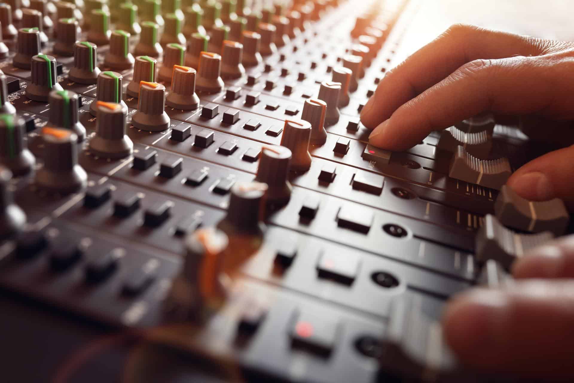 Sound recording studio mixer desk
